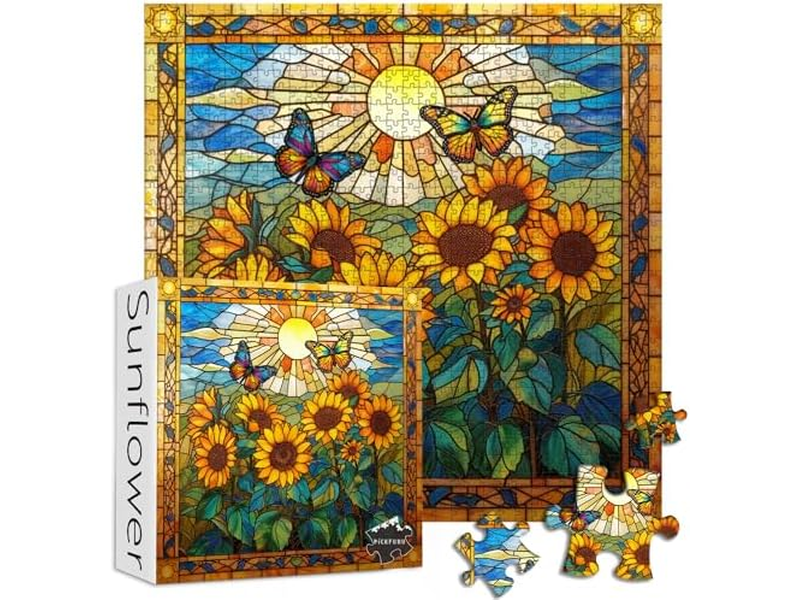 Stained Glass Puzzles for Adults Sunflowers Puzzle as Home Decor