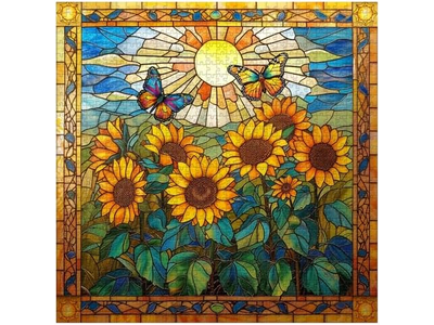 Stained Glass Puzzles for Adults Sunflowers Puzzle as Home Decor