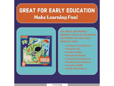 Tri Fold Magnetic Puzzles Featuring Two 20 Piece Animal Themed Artwork